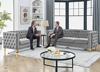 ソファセット U&M chester sofa Amazon.com: Modern Chesterfield Sofa Set for Living Room, 2